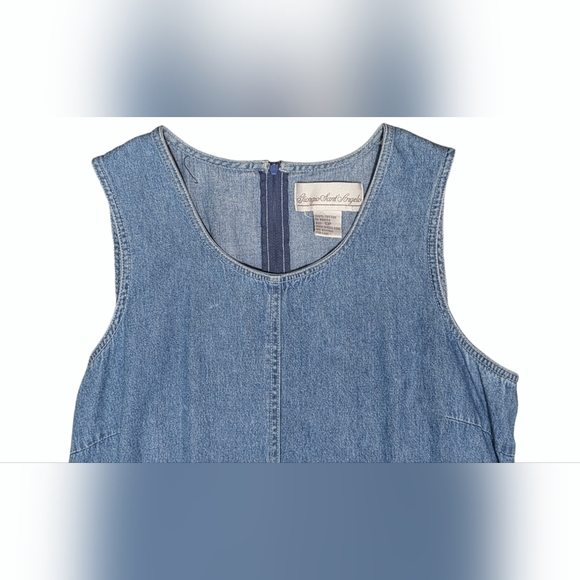 Giorgio Sant'Angelo Women's 10 Petite Medium Blue Denim Zip Up Midi Dress - Picture 3 of 8